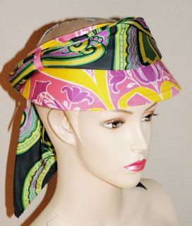 PRADA Green Floral Print Silk Sun Visor Hat M NWT $450