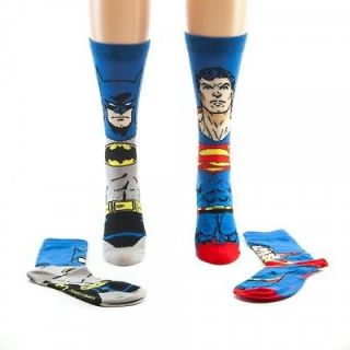 DC Comics Batman & Superman Crew Socks 2 Pair Mix & Match NWT