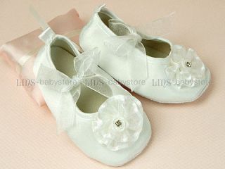 Baby Toddler Girl Baptism Special Occasion Ivory Satin Shoes US 2 3 4 