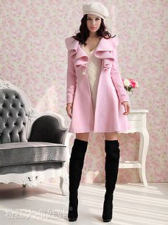   pink slim fit trench long coat wool blend jacket Outerwear SIZE L