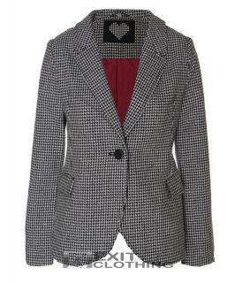New Ladies Houndstooth Tweed Checked Smart Casual Blazer Jacket UK 10 
