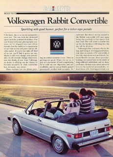 1980 Volkswagen Rabbit Convertible VW   Road Test   Classic Article 