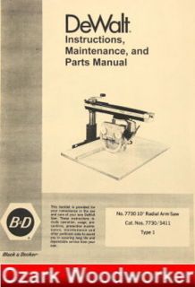   PowerShop 7730 10 Radial Arm Saw Instruction & Parts Manual 0256