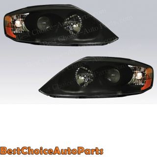 Black Bezel Headlight Lamp Set for 05 06 Tiburon/Coupe