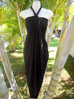 Sarong Plus Sized Solid Black Luau Cruise Wrap Dress