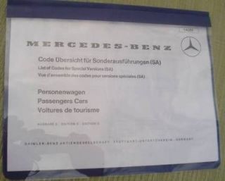 Mercedes List of Codes Spare Parts & Options List W113 280SL 250SL 