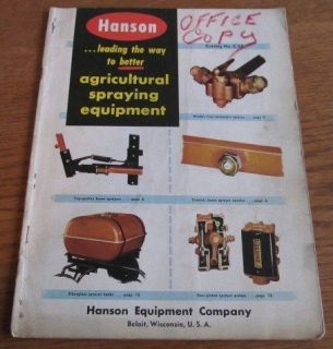   HANSON Equipment CATALOG #C 58 plus FPO 4 Piston Pump Parts LIST (H61