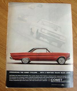 1964 Mercury Comet Cyclone Ad With A Heritage 100,000 Miles Long