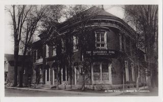 Carte Photo Banque du Commerce ACTON VALE Quebec Canada Real Photo 