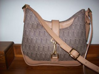 ADRIENNE VITTADINI brown monogram canvas shoulder bag with tan leather 