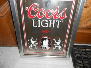 Vintage Coors Light Beer Bar Display Mirror Sign RARE Man Cave