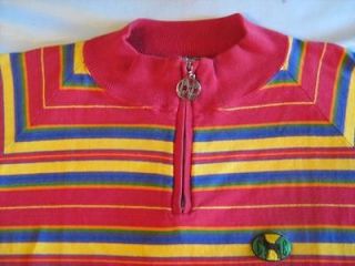 VTG CROSS COLOURS colorful striped zip polo t shirt L Malcolm X 40 