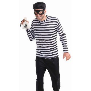 New Mens Funny Costume Burglar Robber Shirt Mask OS