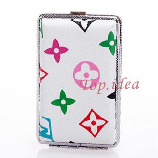 GIFT WHITE COLORFUL FLOWER STARS COOL MESS WOMENS CIGARETTE CASE BOX 