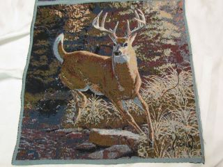 Al Agnew Fall Buck Running Whitetail Deer Autumn Tapestry Pillow 