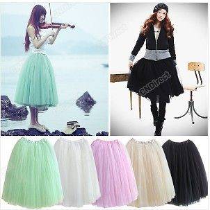 Lady Fashion Princess Fairy Style 5 layers Tulle Dress Bouffant Skirt