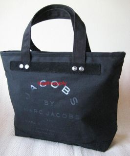 MARC JACOBS Gunmetal Canvas Zipper Tote Bag Handbag New