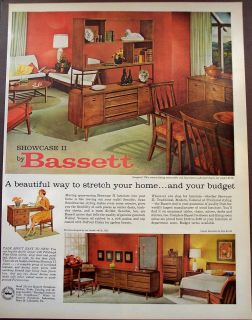 vintage 1961 Ad Showcase II by Bassett dining room furniture Retro 