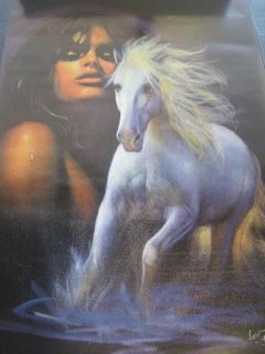 1988 Joy Caros Girl With the White Horse Verkerke vintage wall poster 