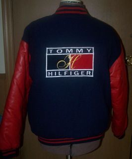 Vintage Tommy Hilfiger Letterman Varsity Type Jacket Red Blue Mens 
