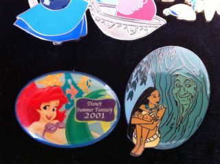disney pins Ariel (not for sale stamp) and pro pin pocahontas