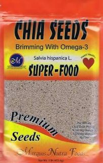 LBS WHITE Chia Seeds Omega 3 Oil Grown Organic Fiber No Flax Omegas 