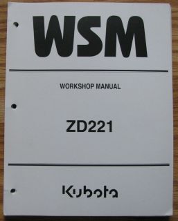 Kubota ZD221 Zero Turn Mower Workshop Service Repair Shop Manual 