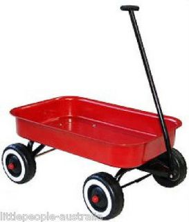 LARGE RED METAL WAGON KIDS TROLLEY CART ON WHEELS CHILDRENS TOYS NEW