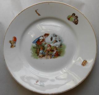 Vintage Sleeping Beauty Prince Gnomes Dwarves Germany Childs Plate