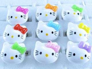  Lots Multi Color bowknot White HelloKitty Head Childrens Resin Rings