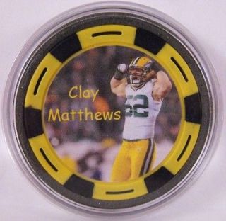 Clay Matthews Green bay Packers Collectible POKER CHIP CARD GUARD WSOP
