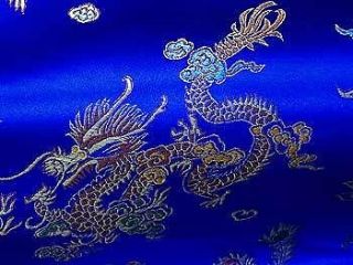 Newly listed Asian Chinese Dragon Brocade Fabric Royal Blue 1 Yard 