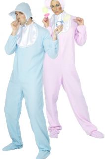 Adult Pink / Blue Baby Romper Fancy Dress Mens Ladies Costume Suit 