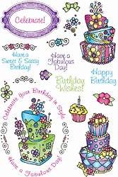 Justrite Clear Stamp Set   Topsy Turvy Cakes (sheet size 15cm x 10cm)
