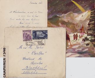  GOVERNMENT IN EXILE  R.A.F. CENSORED COVER & CHRISTMAS CARD (1941