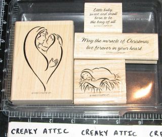 STAMPIN UP MIRACLE OF CHRISTMAS 4 RUBBER STAMPS MARY JESUS