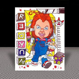 CHUCKY the Good Guy Doll CHILDS PLAY artist signed MOVIE ART, zombie 
