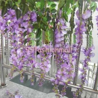 1x 80cm/31Artifi​cial Wisteria Bush Purple Flower Ornament Vine 