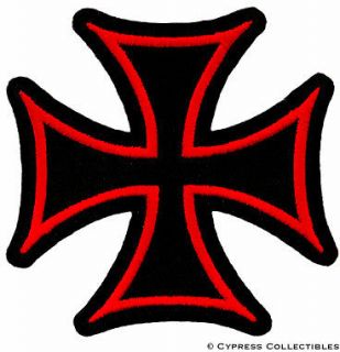 IRON CROSS PATCH   Embroidered Maltese Gothic BLACK RED