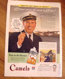 1943 Camel Cigarette Ad WW II Captain Hart Pan American Airways