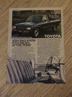 1982 TOYOTA DIESEL TRUCK ADVERTISEMENT DEPENDABLE PICKUP AD BLUE DRIVE 