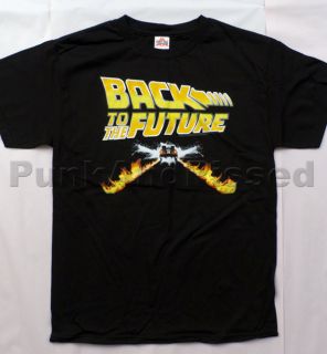 Back to the Future   Flaming Delorean black t shirt   Official   FAST 