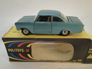 VINTAGE POLITOYS M OPEL KADETT COUPE #510 w BOX 143 TOY CAR MADE IN 