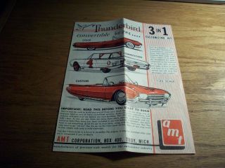 AMT (1961) FORD THUNDERBIRD T BIRD CONV. INSTRUCTIONS ONLY   O.E. FOR 