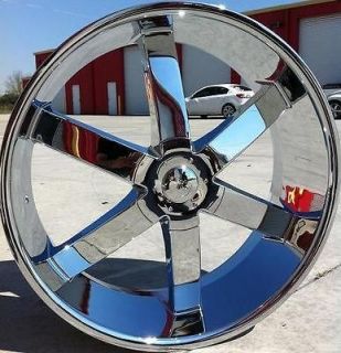 24 INCH WHEELS AND TIRES PW58 CHROME SIERRA 2007 2008 2009 2010 2011 