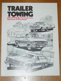 1978 Dodge Passenger Cars, Sportsman & Ramcharger Trailer Towing 