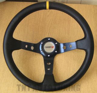 Deep Dish Sports Steering Wheel in Black PVC Leather 350mm Drifting 