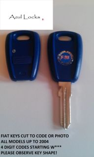 FIAT CAR KEYS CUT TO CODE OR PHOTO ALL MODELS UP TO 2004 PUNTO 