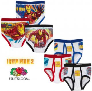   Marvel Iron Man 3 Pair Boys Fruit Of The Loom Cotton Brief Underwear
