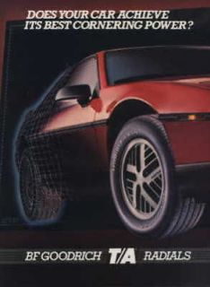 1985 PONTIAC FIERO GT   BF GOODRICH RADIAL T/A 2 PG AD